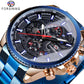 Forsining Three Dial Calendar Stainless Steel Men Mechanical Automatic Wrist Watches Top Brand Luxury Military Sport Male Clock